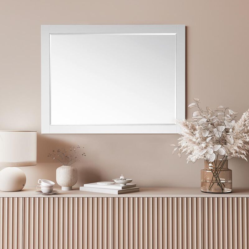 Altair 48 Rectangular Bathroom Wood Framed Wall Mirror in White