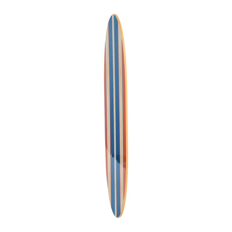 Coastal Decorative Surfboard Wall Decor for Living Room; Contemporary Red & Blue Stripes Overlaid On Natural Wood image number 4
