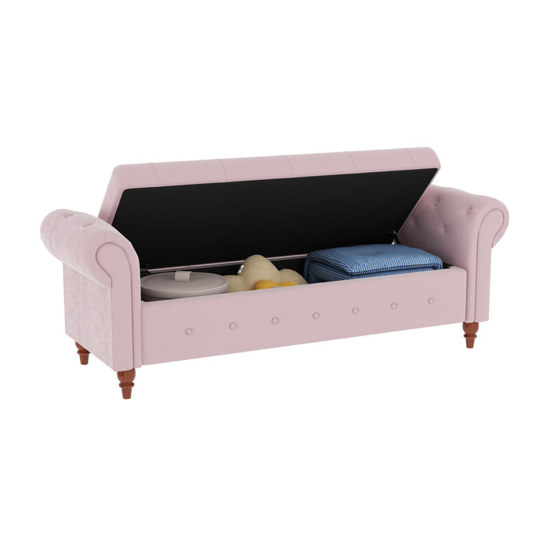 Streamdale Bed Bench Pink Velvet image number 8