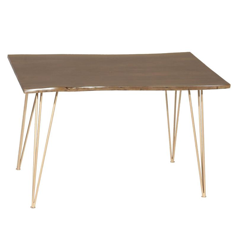 Carolina Living Seti Live Edge Dining Table - Elm Top - Gold Base