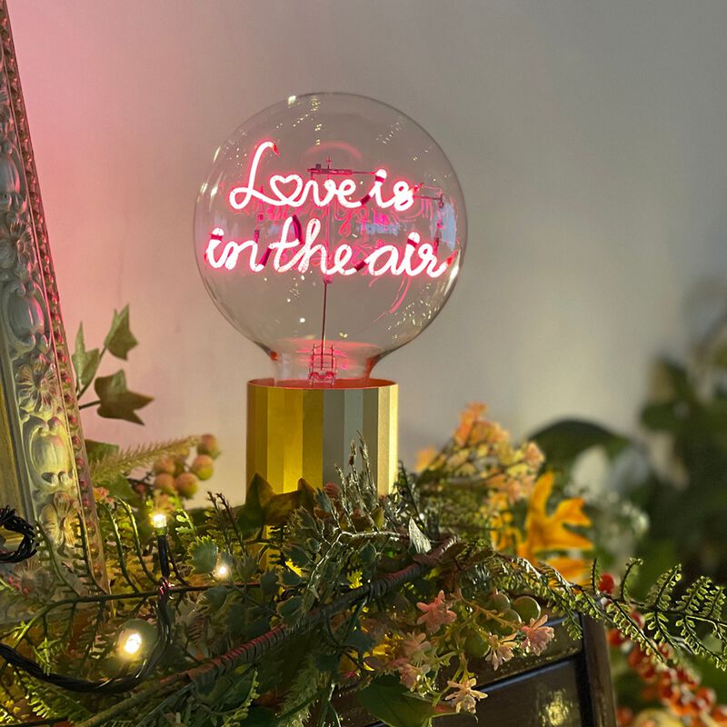 Bulb LOVE IS IN THE AIR Red with Base Table Lamp PORTABLE Rose Gold image number 3