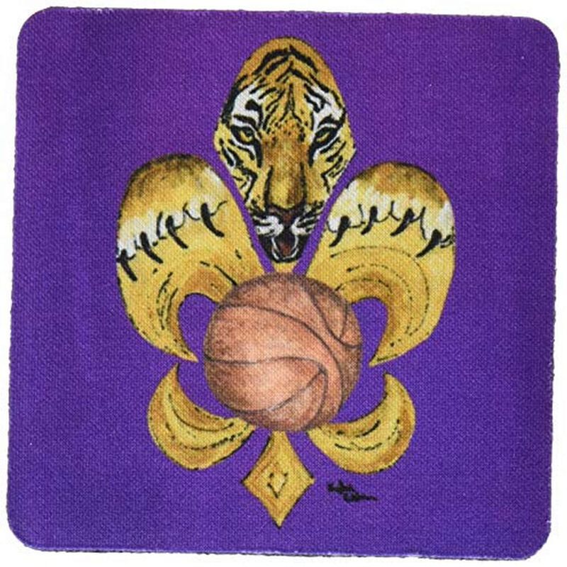 Caroline's Treasures 8478FC Tiger Basketball Fleur de lis Foam Coasters (Set of 4), 3.5, Multicolor