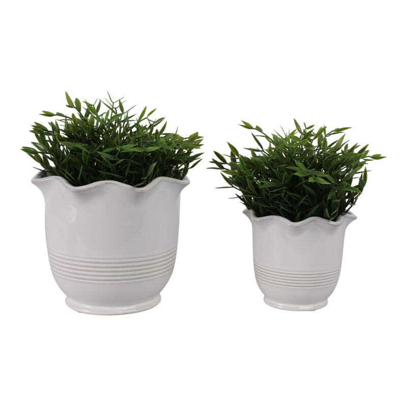 S/2 6/8" Fluted Planters, Ivory image number 1