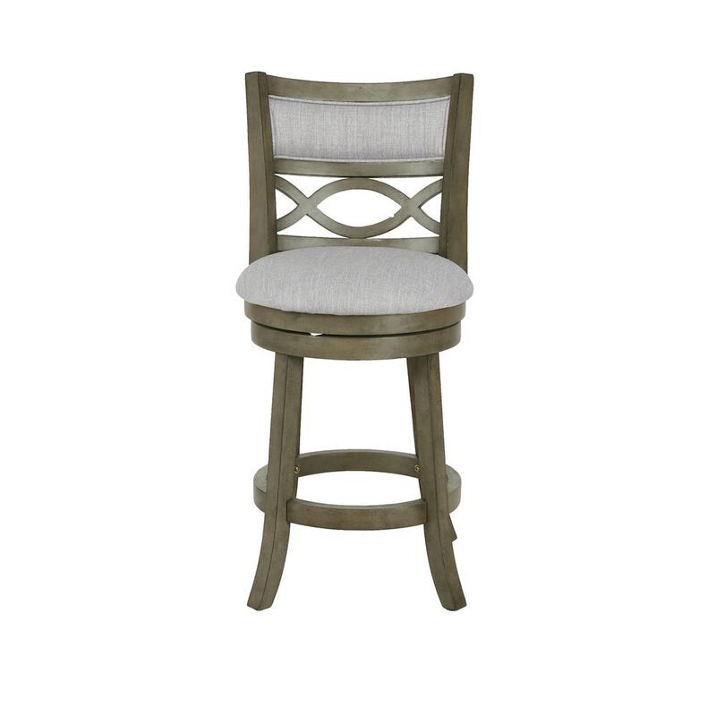New Classic Furniture New Classic Manchester Gray Wood Swivel Counter Stool w/ Fabric Seat (Set of 2)