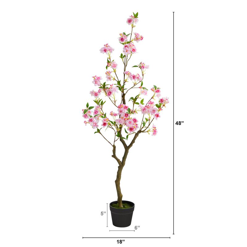 Hivvago 4 Feet Cherry Blossom Artificial Plant