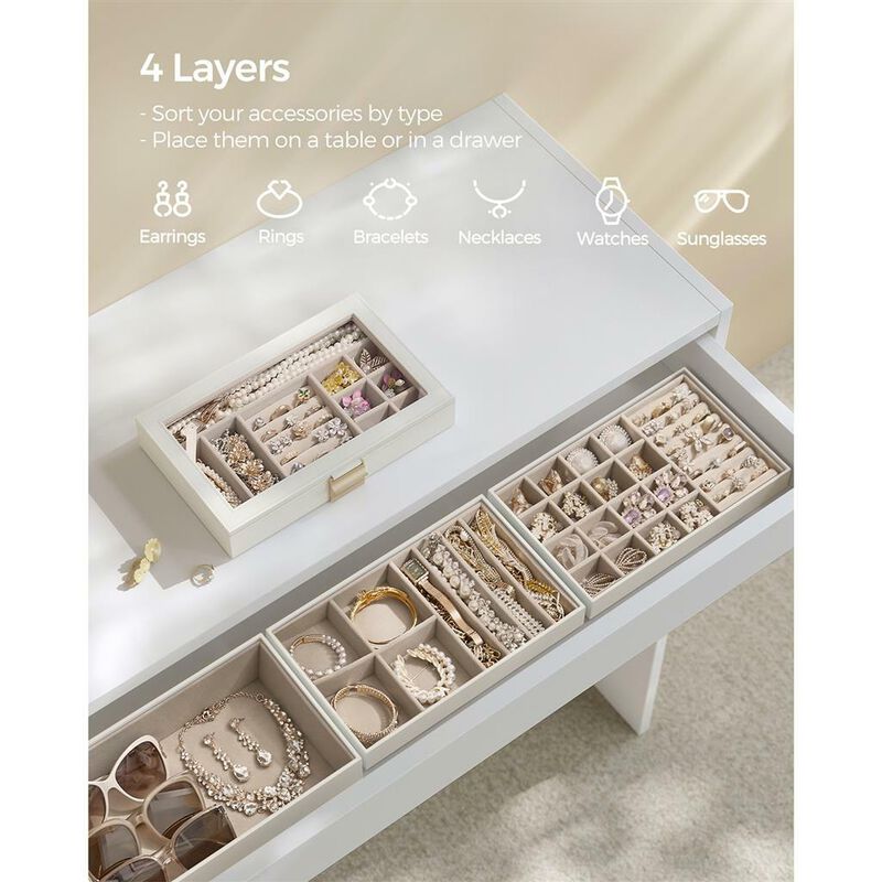 4-Tier Stackable Jewelry Trays for Organized Accessory Storage