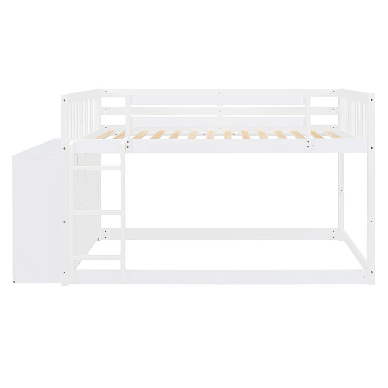 Whisen 92.4"x57" Full over Full Bunk Bed with 4 Drawers 3 Shelves, Solid Wood for Kids Bedroom image number 0