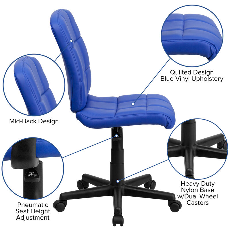 Clayton Mid-Back Quilted Vinyl Swivel Task Office Chair image number 3
