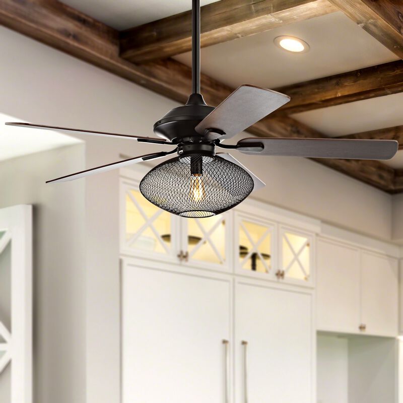 Clift 52" 1-Light Mid-century LED Ceiling Fan With Remote, Oil Rubbed Bronze