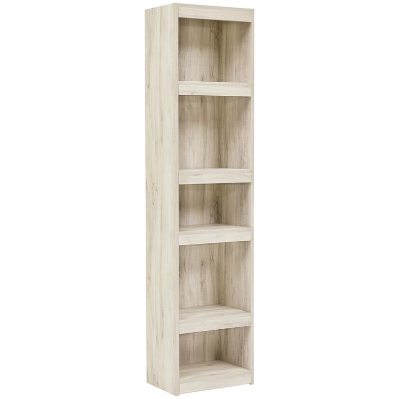 72 Inches 5 Tier Wooden Pier with Adjustable Shelves, Washed White - Benzara