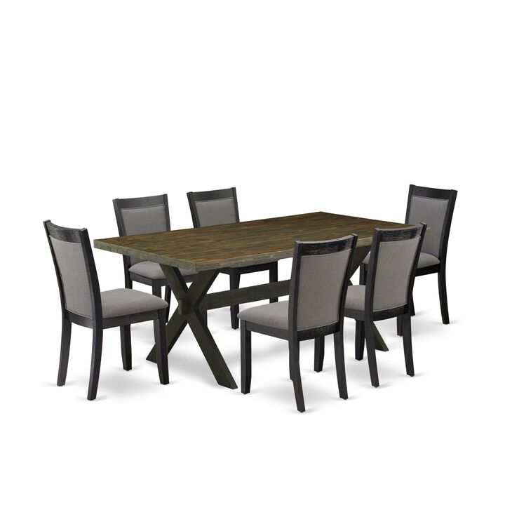 East West Furniture X677MZ650-7 7Pc Kitchen Set - Rectangular Table and 6 Parson Chairs - Multi-Color Color