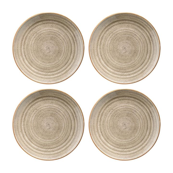Terrain dia.8.25" Round Brown Porcelain Plate (Set of 4)