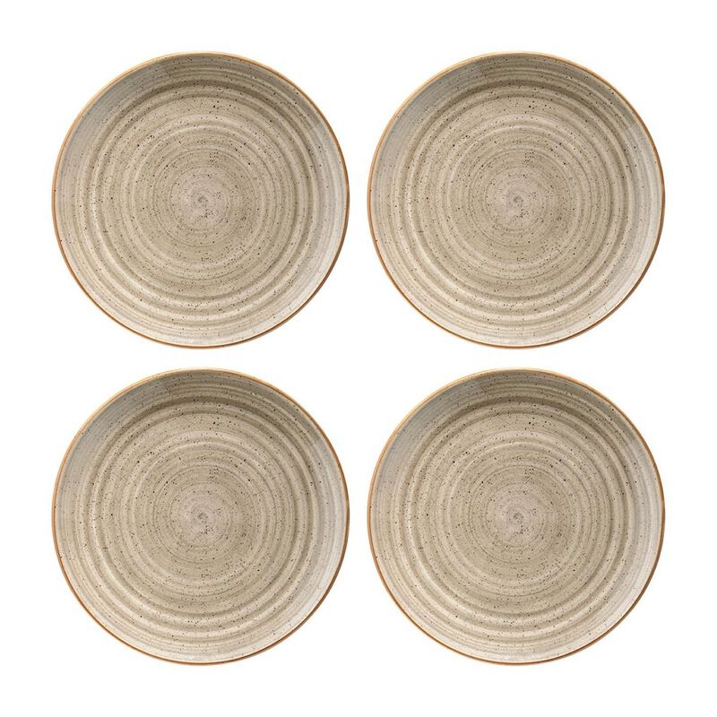 Terrain dia.8.25" Round Brown Porcelain Plate (Set of 4)