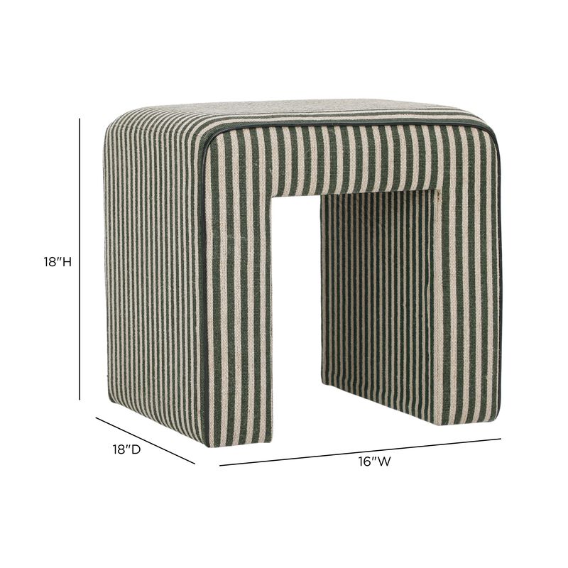 Byron Square Green Stripe Cotton Jute Ottoman image number 4