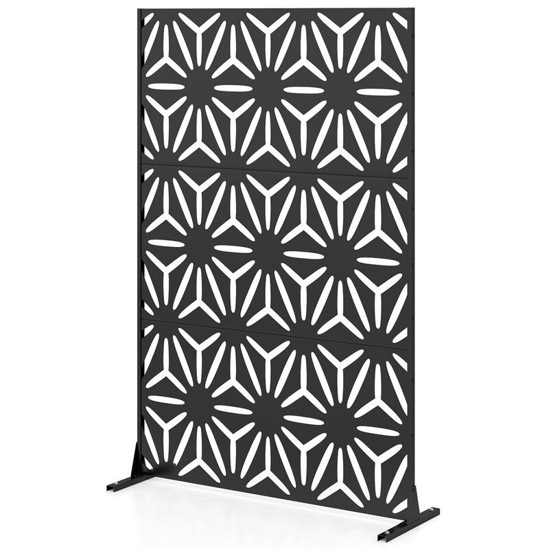 Portable Freestanding Fence Panel with Stand and Expansion Bolts for Outdoor Yard Use-Black image number 0
