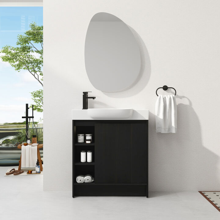 ELEMENT ACE Freestanding Bathroom Vanity with Ceramic Sink and Soft-Close Doors