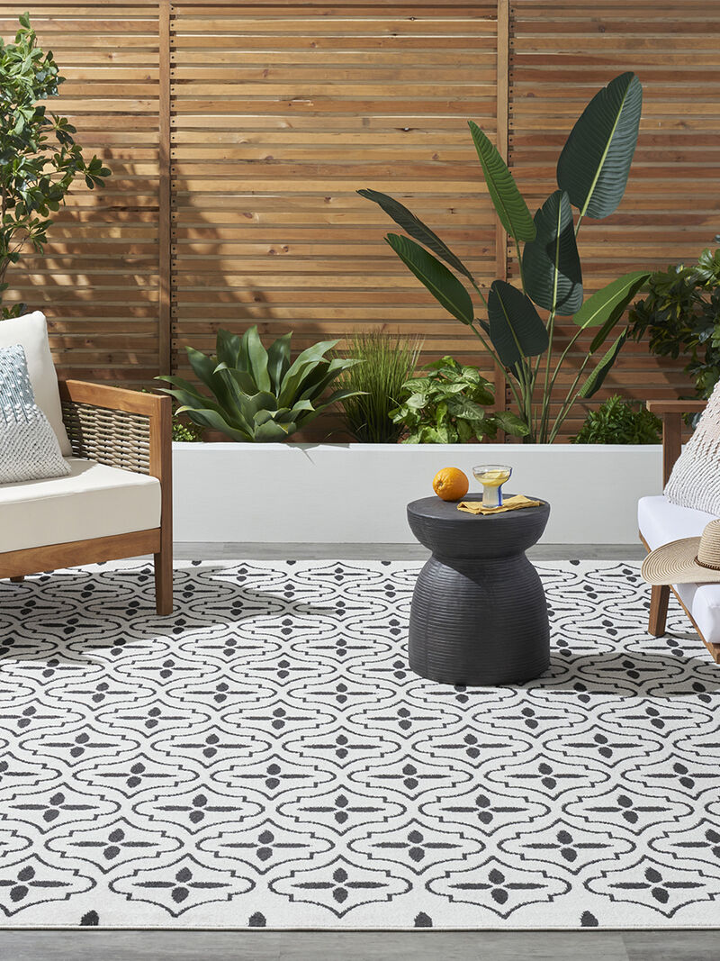 Nourison Essentials NRE04 Ivory/Black 6' x 9' Rug