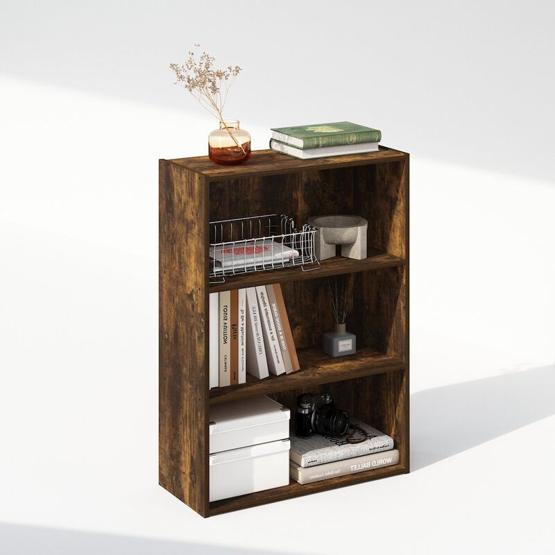 Simple Open Shelf, Bookcases, 3-Tier, Amber Pine