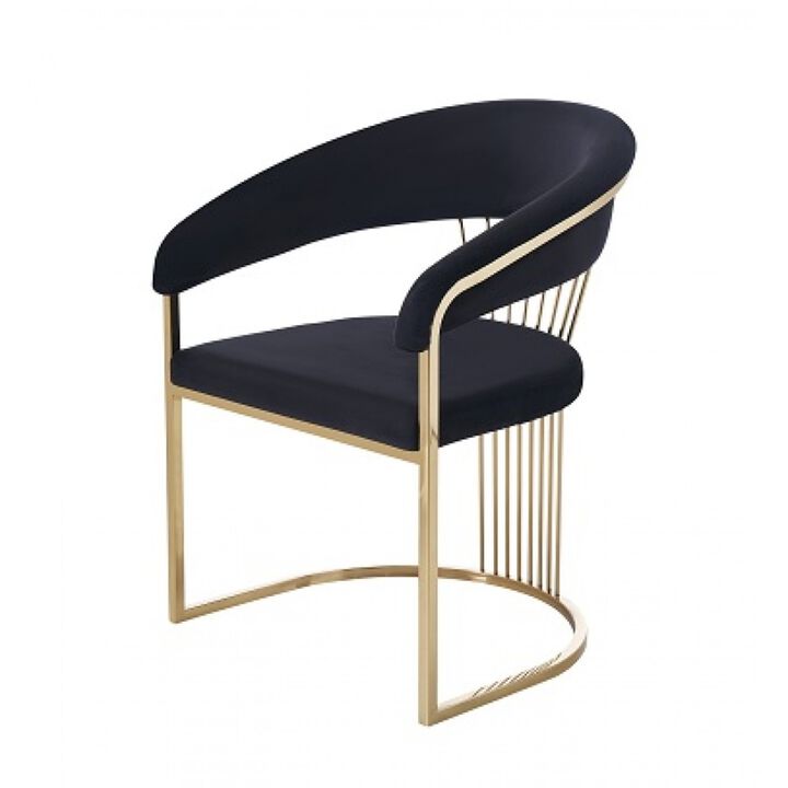 Linda Modern Black Velvet and Gold Dining Chair