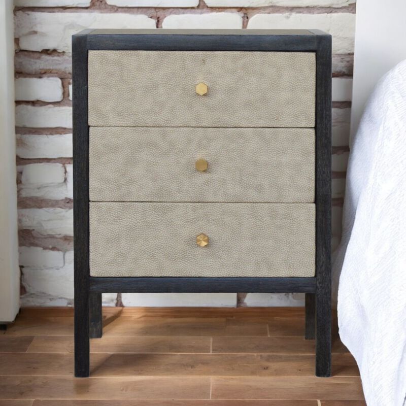 Artisan Furniture Solid Wood  Faux Leather Nightstand