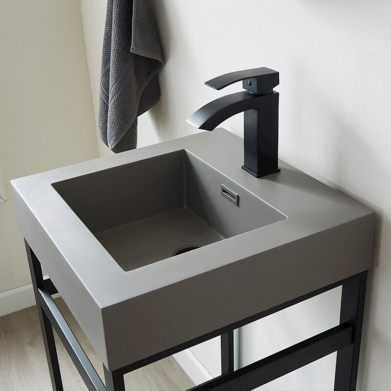 Vinnova Design Square Grey Finish Composite Granite Stone Console Bathroom Vanity Sink