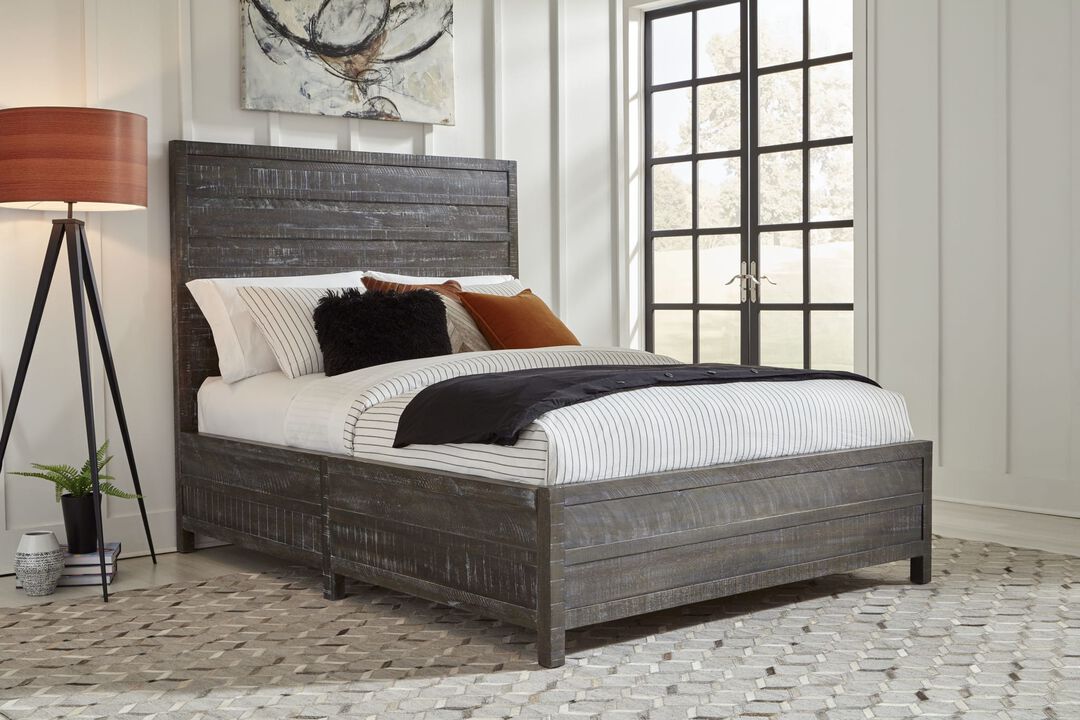 Townsend Queen-Size Solid Wood Low-Profile Bed in Gunmetal