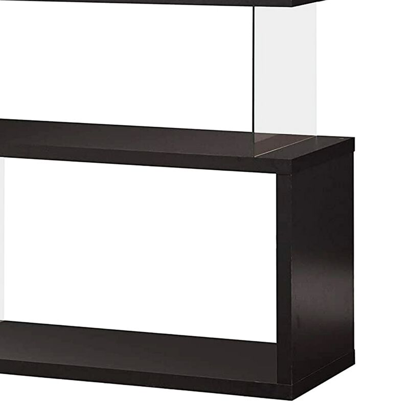 Asymmetrical Snaking Wooden Bookcase