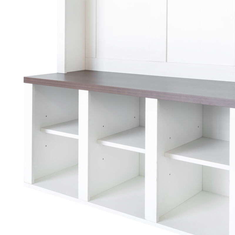Merax Farmhouse Hall Tree with Storage Bench