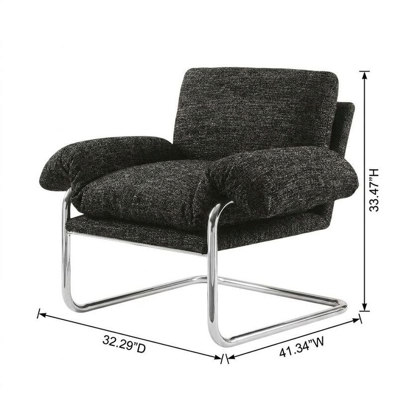 Boucle Fabric Accent Chair for Living Room, Bedroom, or Reading Nook, Newsprint image number 2