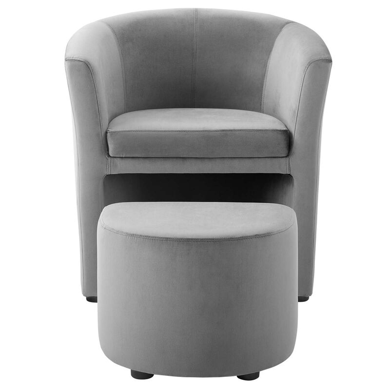 Divulge Performance Velvet Arm Chair and Ottoman Set image number 0