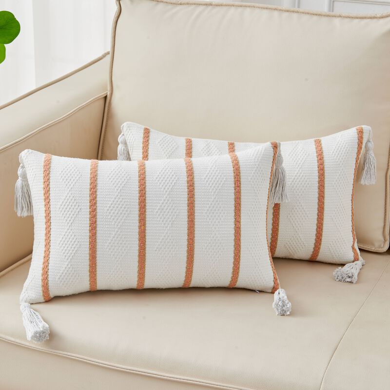 Boho Woven Decorative Throw Pillow Cover.