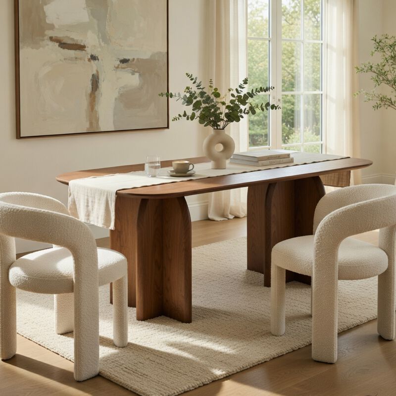 Dio Dining Table, 94 Inch Top, Cross Pedestal Base, Dark Walnut Brown image number 8