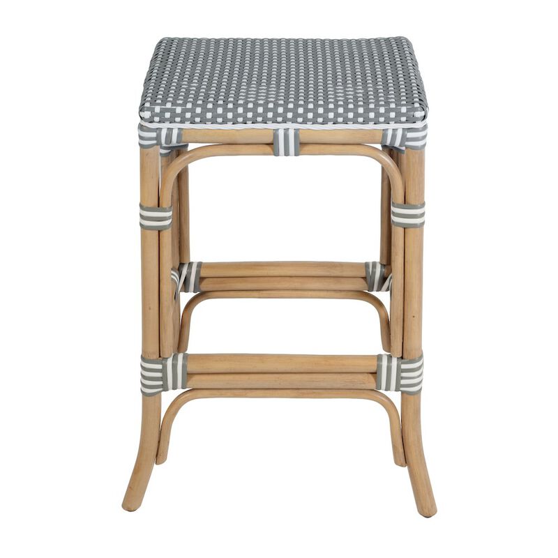 Butler Specialty Laguna 24.5 in. Seat Height Rattan Counter Stool, Gray and White image number 3
