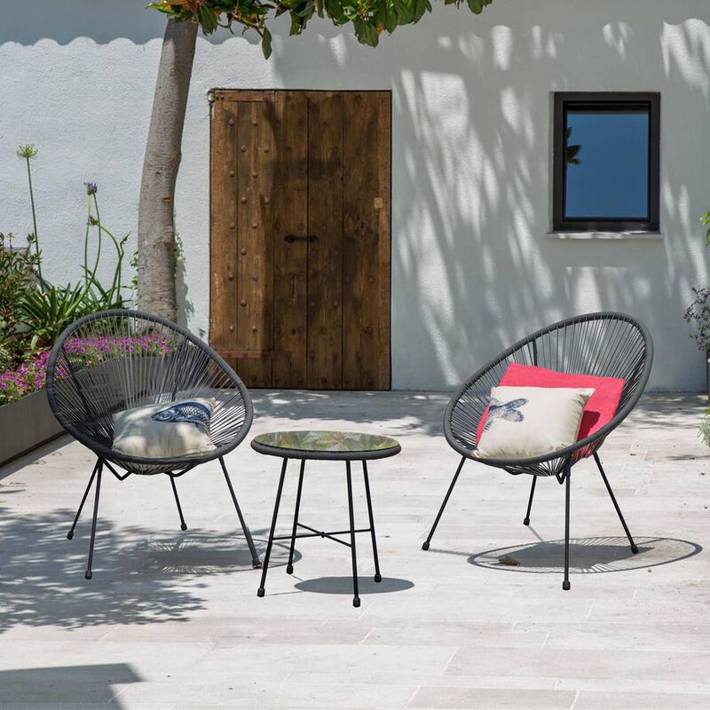 DUKAP Sassio 3 piece Conversation Patio Set - Black