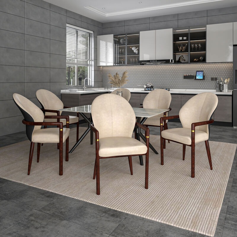 LeisureMod Dining Chair Velvet Fabric Kitchen Chair Ergonomic Armchair with Rubberwood Base and Gold Accents Padded Seat and Back for Modern Home and Office Opaline Series