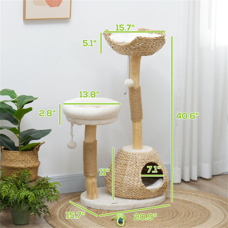 Premium Cat Tree with Multi-Level Perches, Scratching Posts, and Cozy Hideaways for Cats