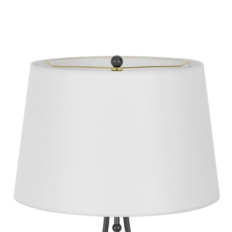 Table Lamp with Nightlight, Teardrop Diamond Design Glass Body, Gray Metal image number 5