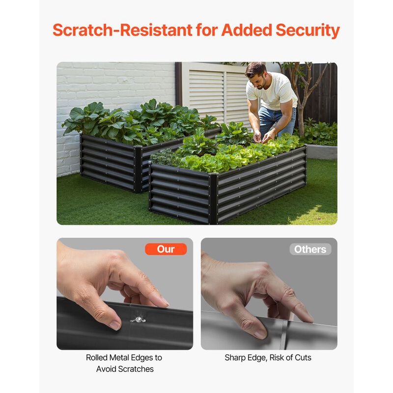 Large Metal Planter Box with Open Base for Garden Vegetables and Herbs-Dark Grey image number 5