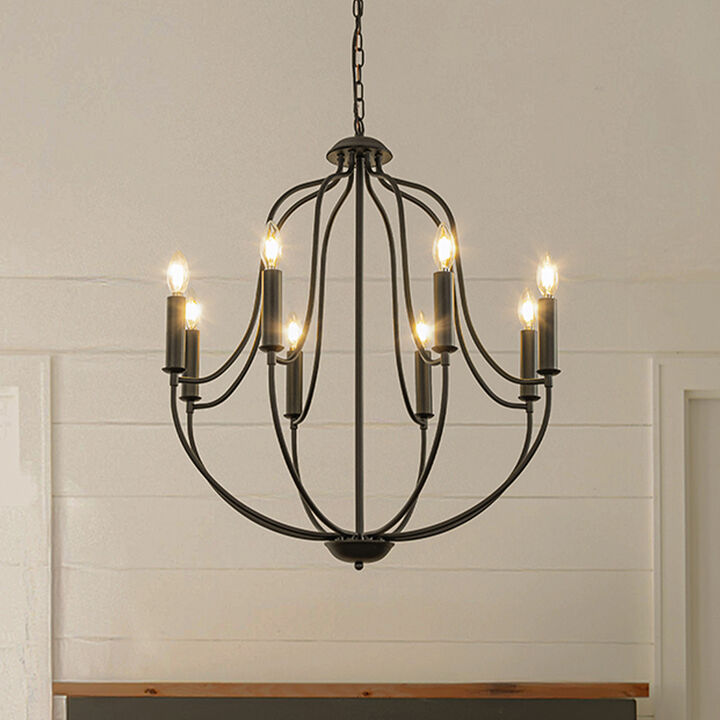 W26 in 8 Lights Modern Classic Candelabra Chandelier Farmhouse Glam Candle Pendant Light For Living Room Dining Room And Entryway