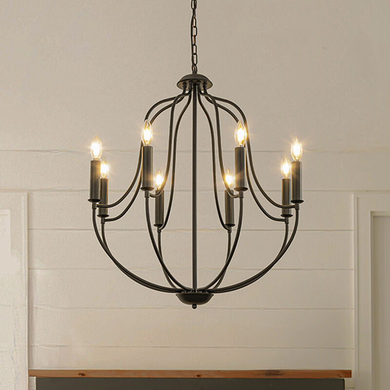 W26 in 8 Lights Modern Classic Candelabra Chandelier Farmhouse Glam Candle Pendant Light For Living Room Dining Room And Entryway image number 1