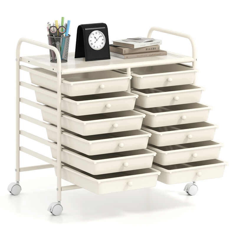 Heavy-Duty Rolling Cart with 12 Drawers – Ideal for Craft & Office Use