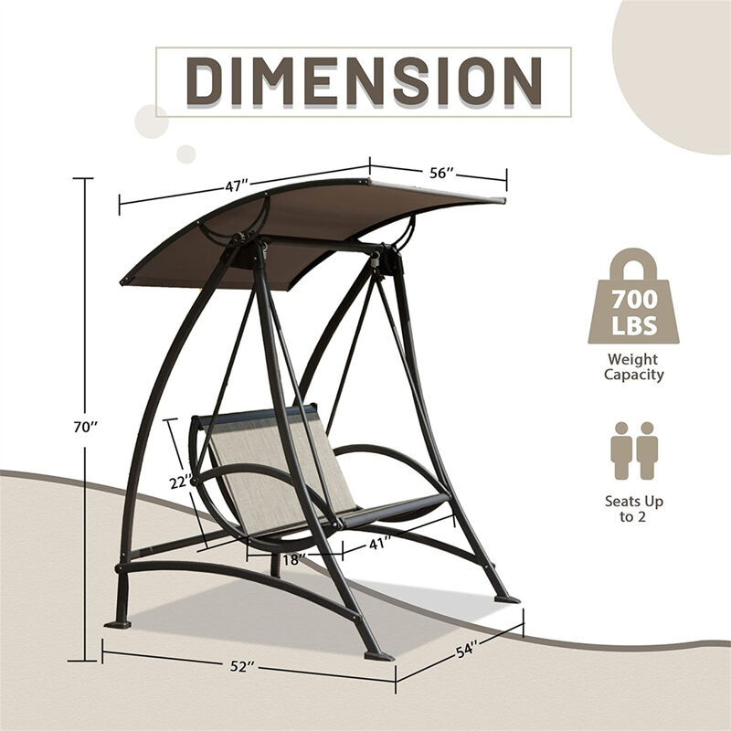 Streamdale Adjustable Canopy Patio Swing with Steel Frame image number 6