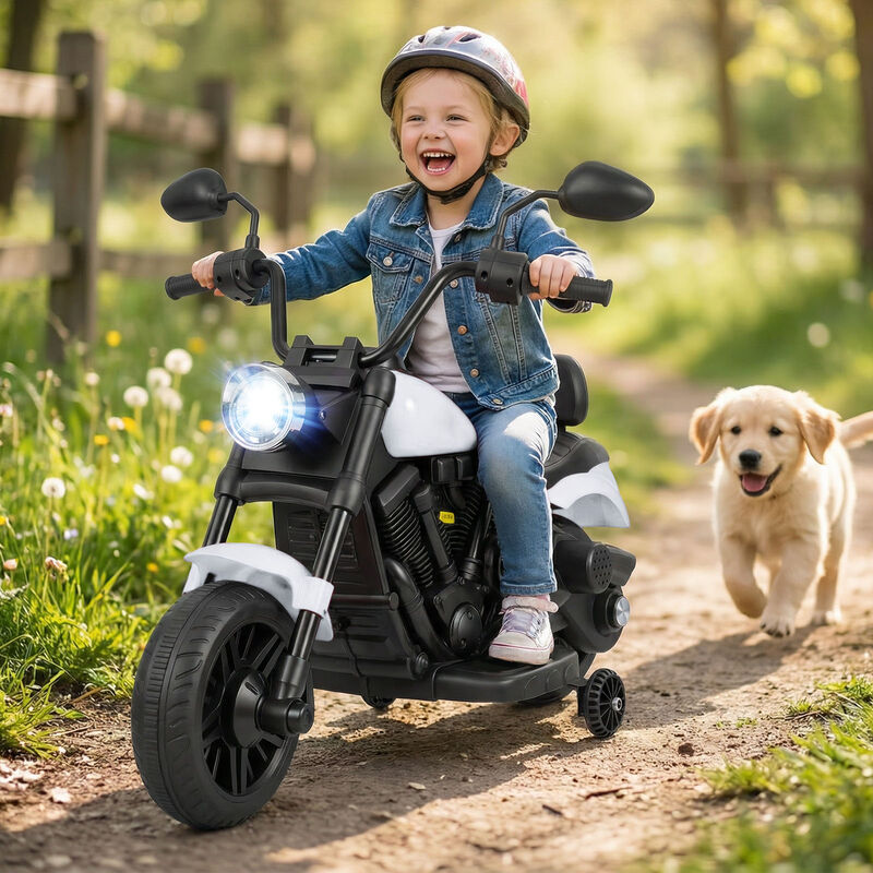 Kids 6V Ride On Motorcycle with Training Wheels Headlight and Music image number 1