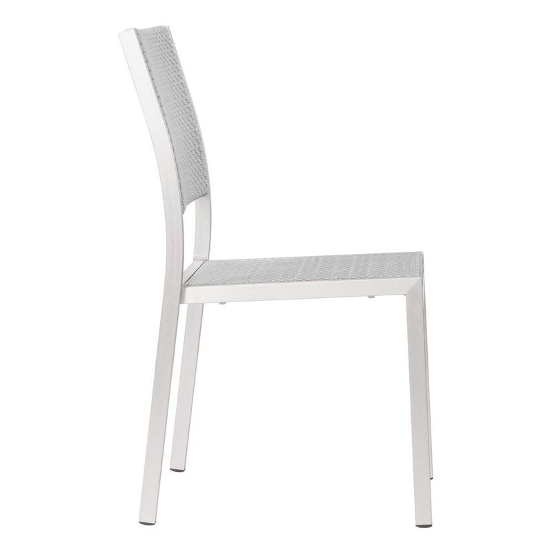 Belen Kox Dining Armless Chair, Brushed Aluminum