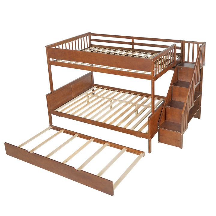 Merax Full XL over Queen Bunk Bed with Storage Staircase