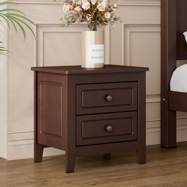 GOODSILO Mid-Century Retro 2-Drawer Nightstand Bedside Table with Spacious Storage for Bedroom, Small Apartments, Clutter-Free Organization Sturdy Build