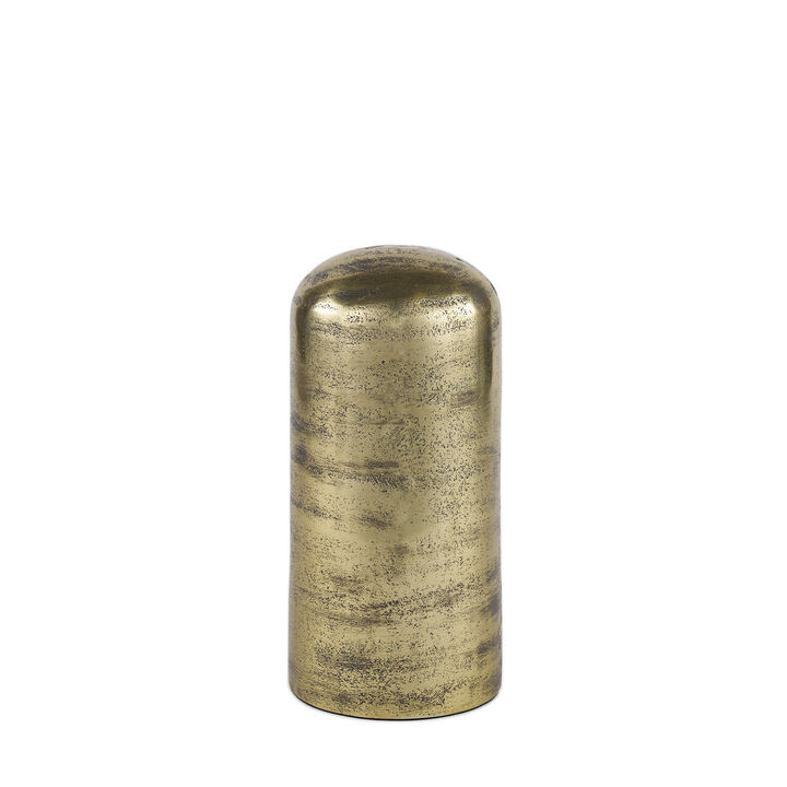 HomeRoots 10" Antiqued Brass Cast Aluminum Cylindrical Tabletop Sculpture