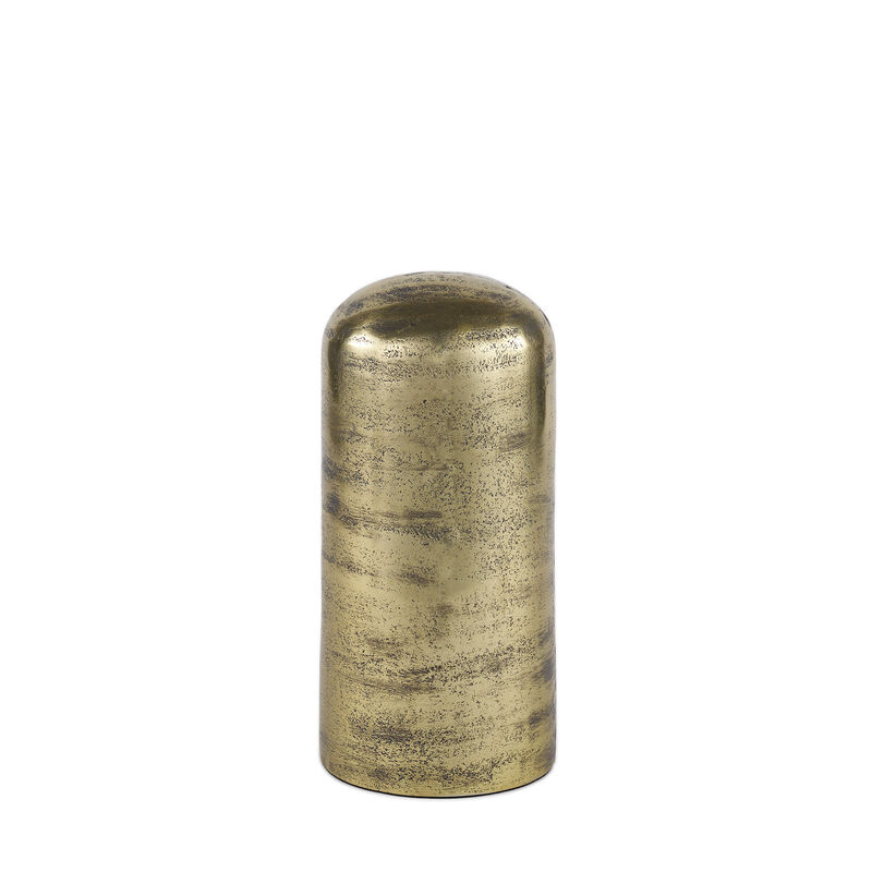HomeRoots 10" Antiqued Brass Cast Aluminum Cylindrical Tabletop Sculpture image number 0