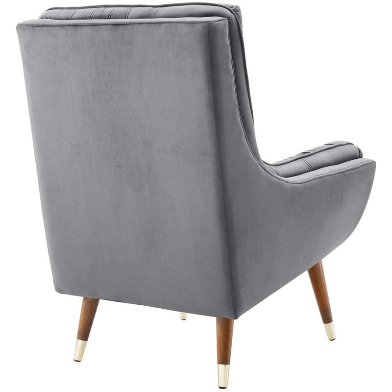 Modway Suggest Button Tufted Upholstered Velvet Lounge Chair, Gray