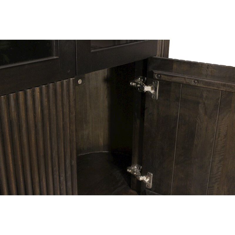 Alex Hamilton Odin 2-Glass Door Cabinet in Charred Ember Finish on Mango Wood